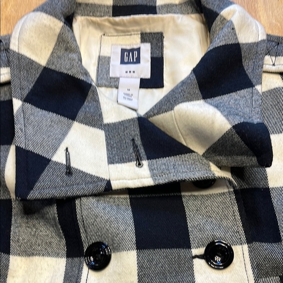 GAP Black and White Pea Coat Classic Checkered Design - Size Medium - Picture 6 of 8